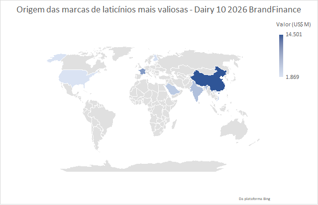 A chinesa Yili é a marca de laticínios mais valiosa no Global 500 2026